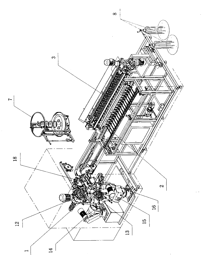 Method and device for producing spring bed core full-automatically