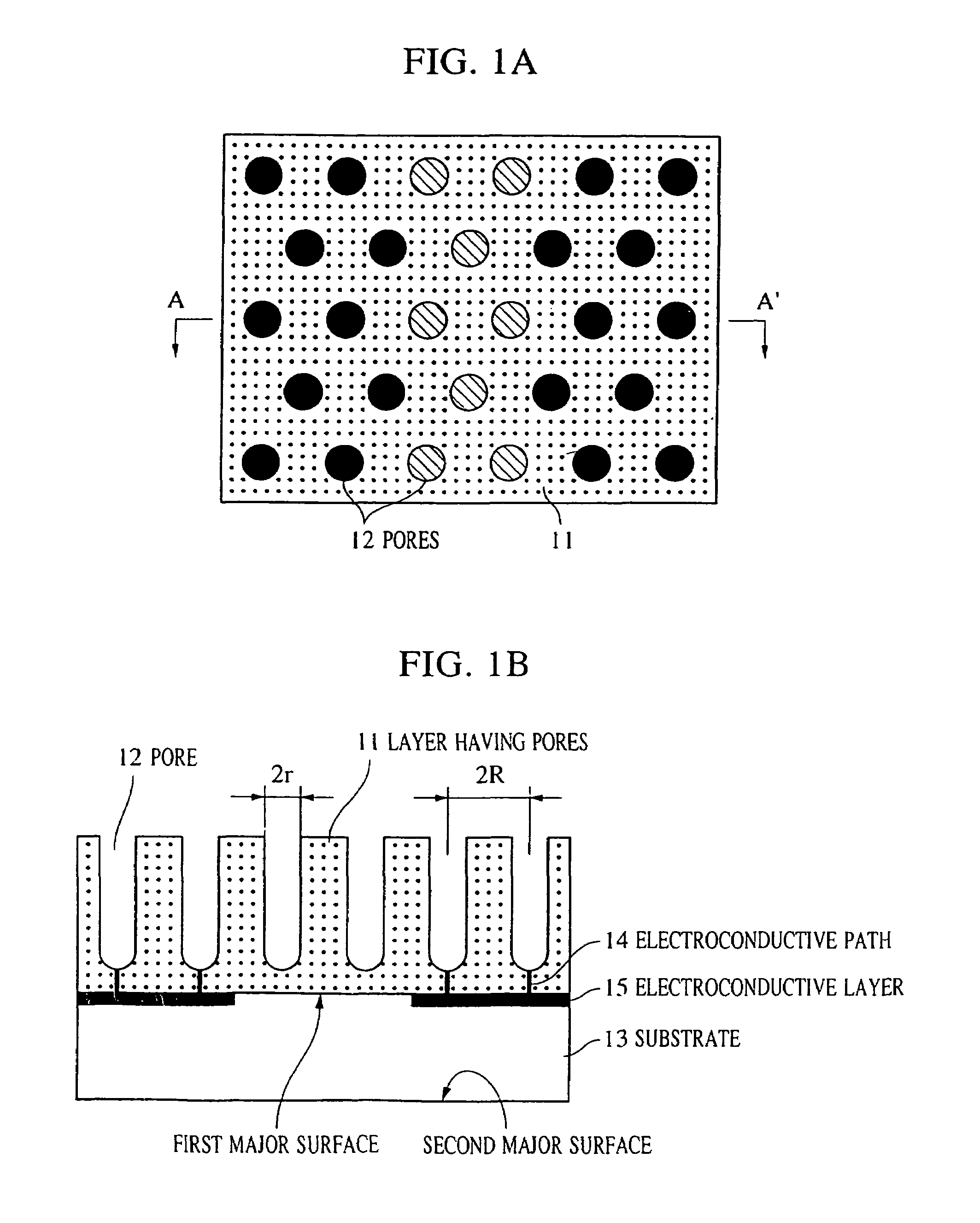 Structure having pores, device using the same, and manufacturing methods therefor