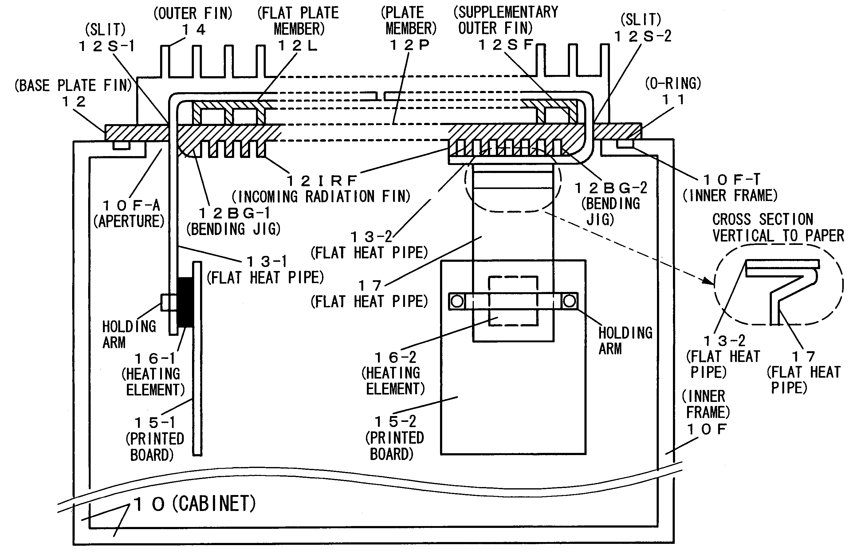 Cabinet having heat radiation function and heat radiation member