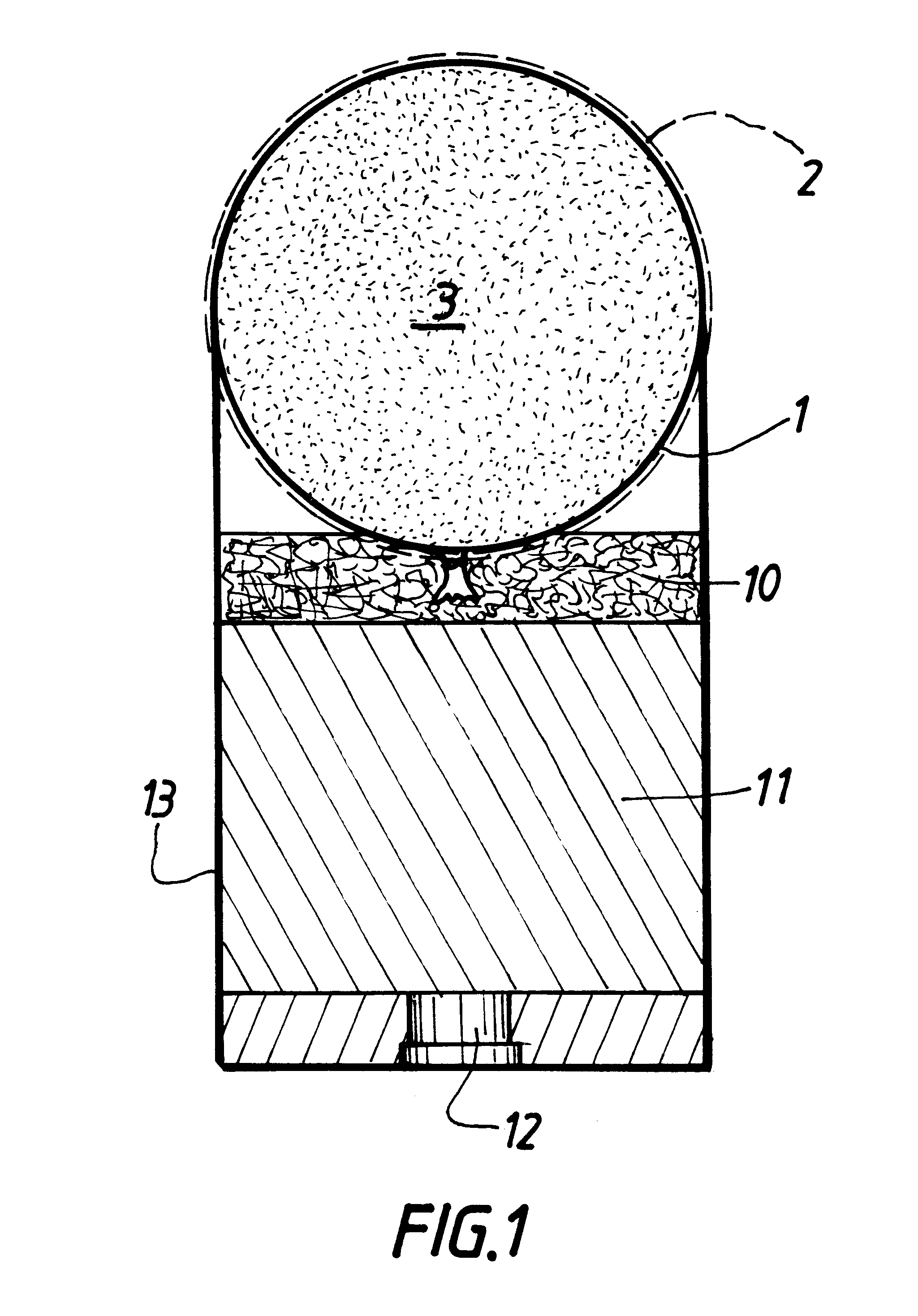 Non-lethal projectile with fine grain solid in elastic infrangible envelope