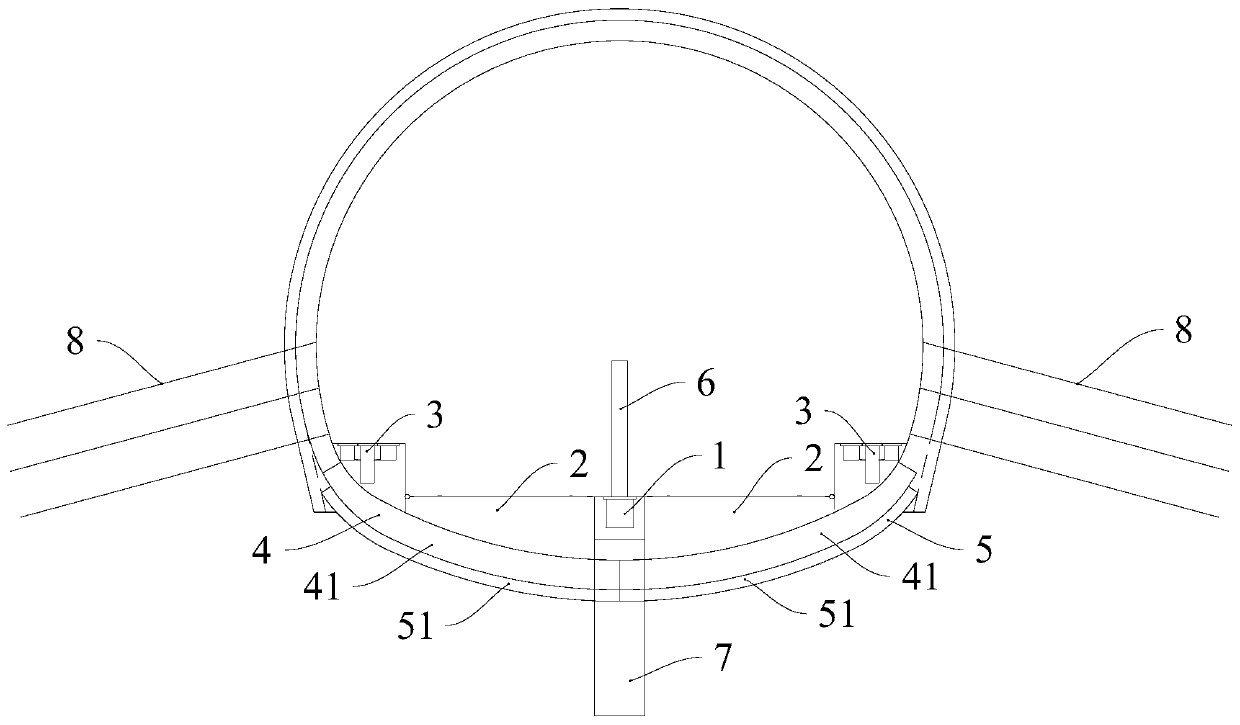 Lining supporting system for tunnel framing reconstruction tunnel bottom structure and construction method thereof