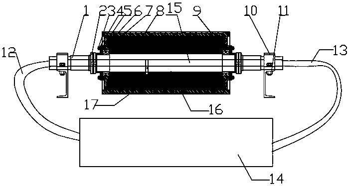 Water cooling device for roller below induction furnace