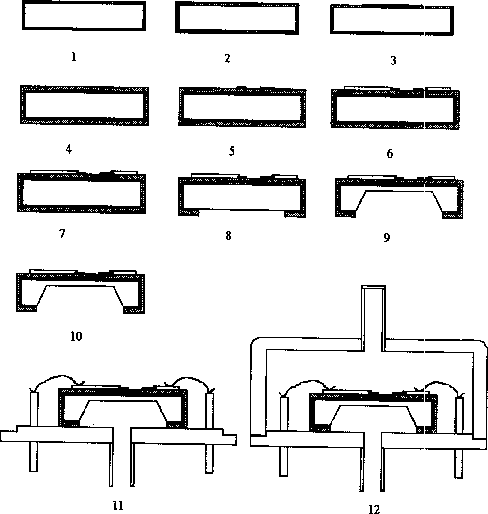 Method for mfg. microstructure resonance beam pressure sensor using SiNx as beam