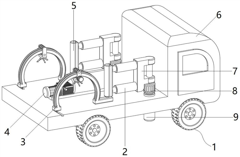 Air-blowing dust removal device on the surface of municipal landscaping plants