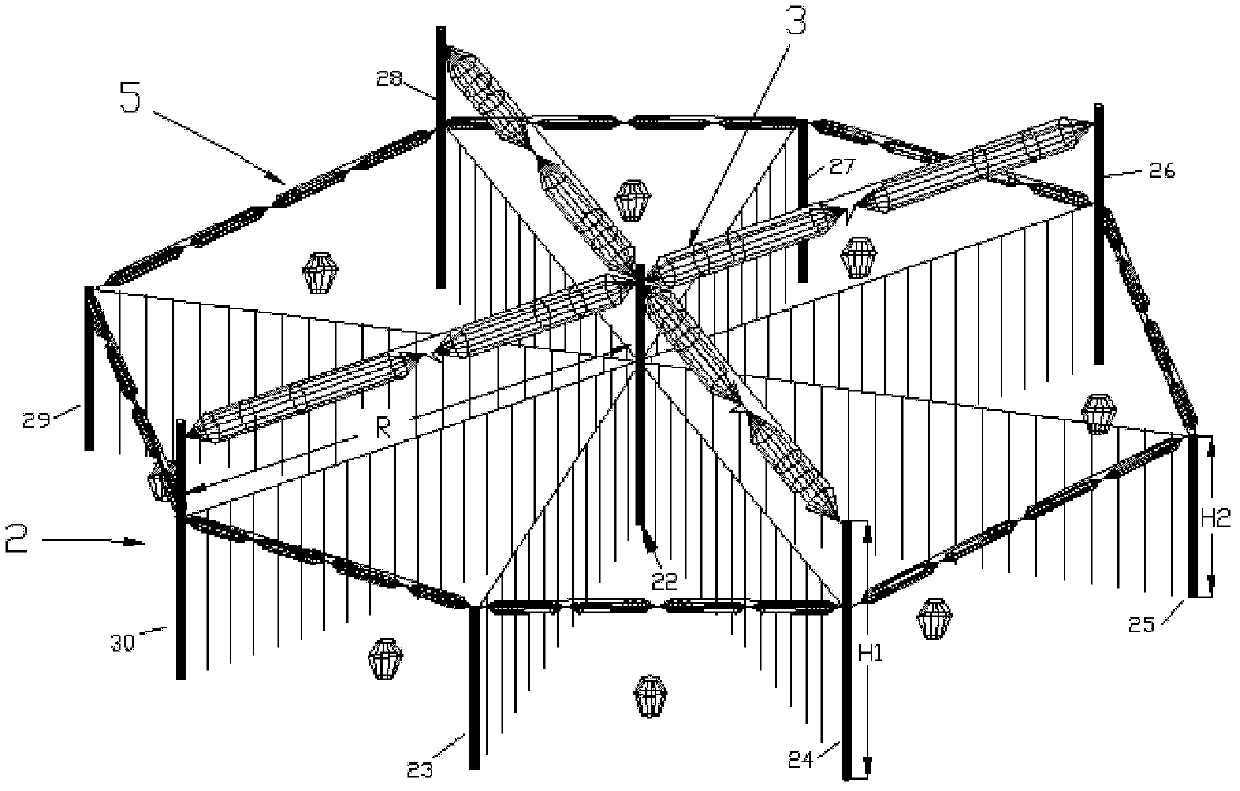 Omnidirectional short-wave high-gain antenna array suitable for use over near, middle and far communication distances