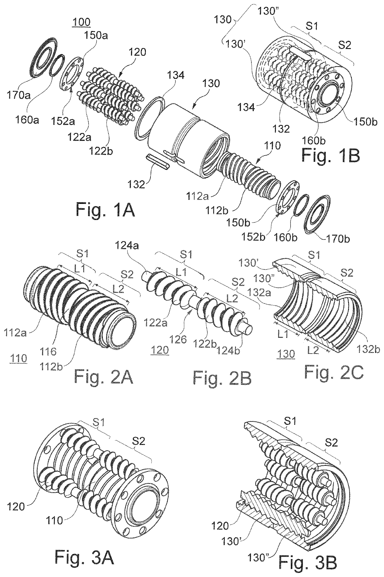 Bearing having threaded rollers