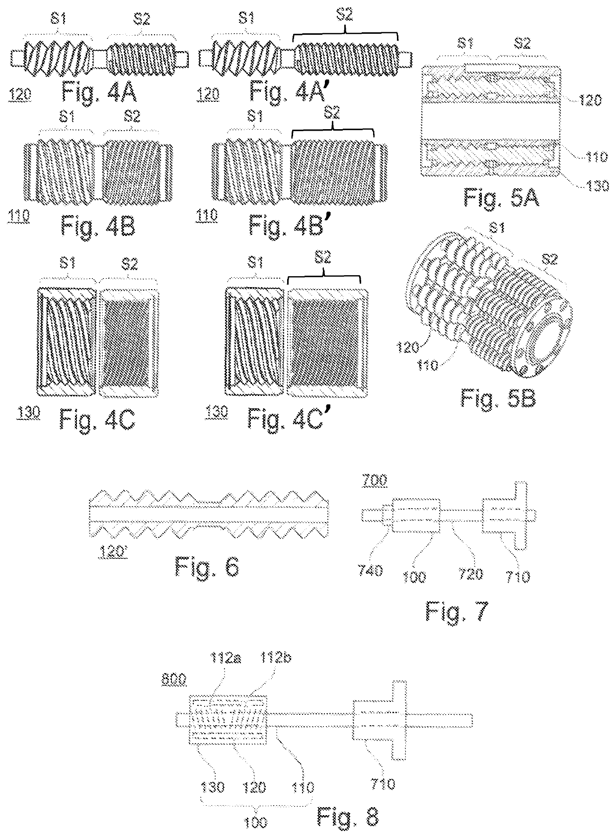 Bearing having threaded rollers