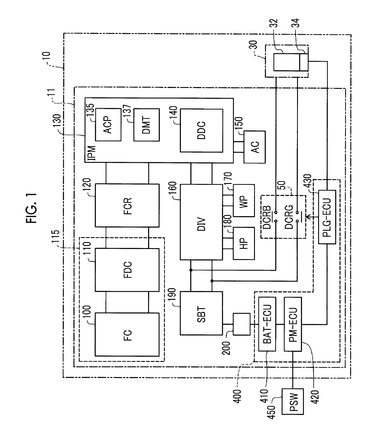 External power feed system and electric leak detection method therefor