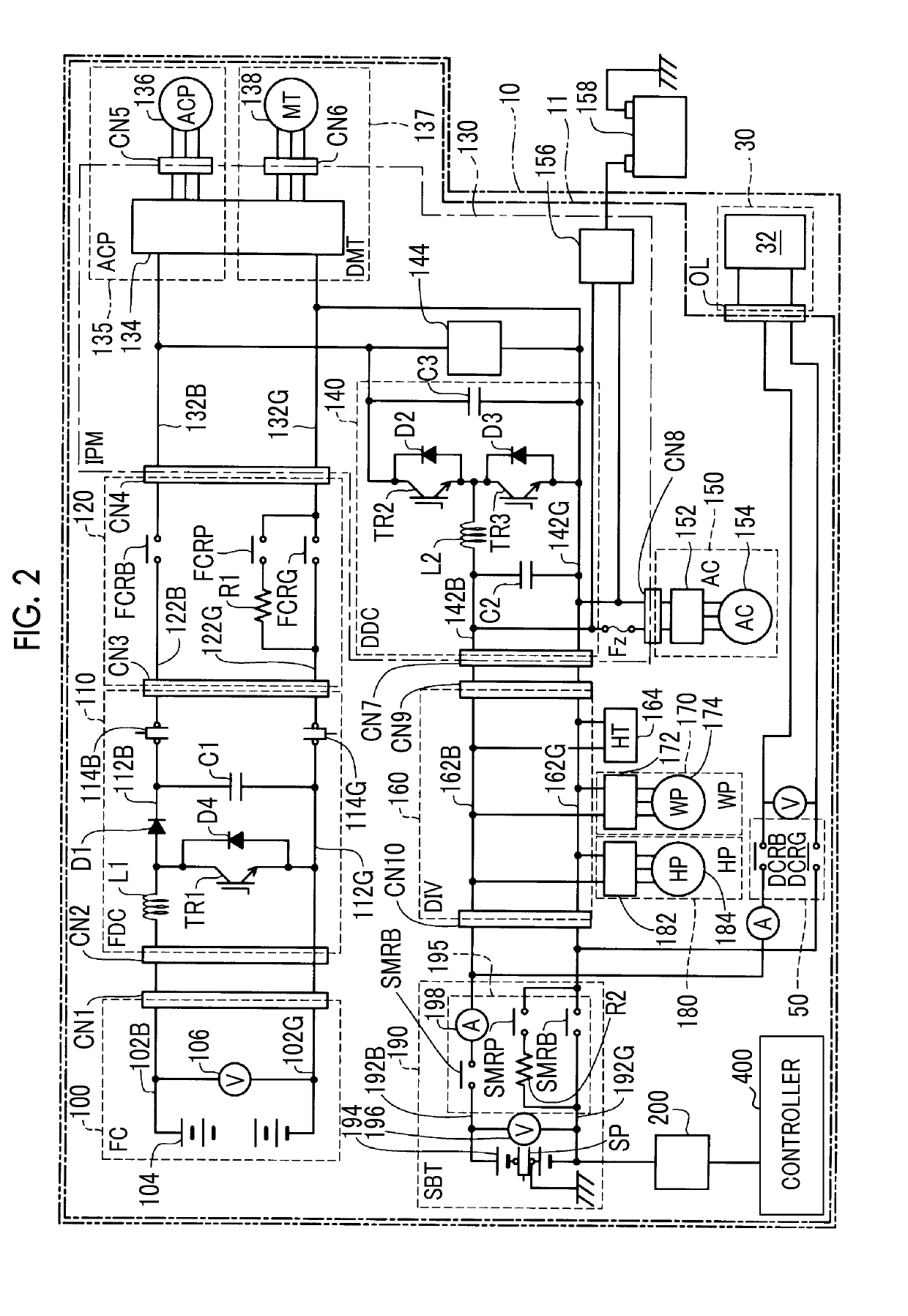 External power feed system and electric leak detection method therefor