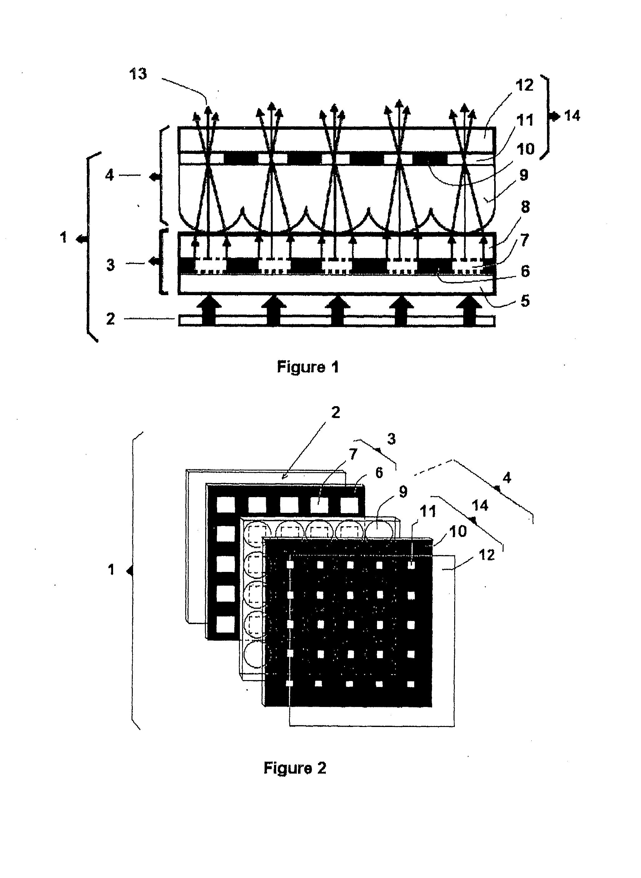 Display device including a multifunctional and communicating surface