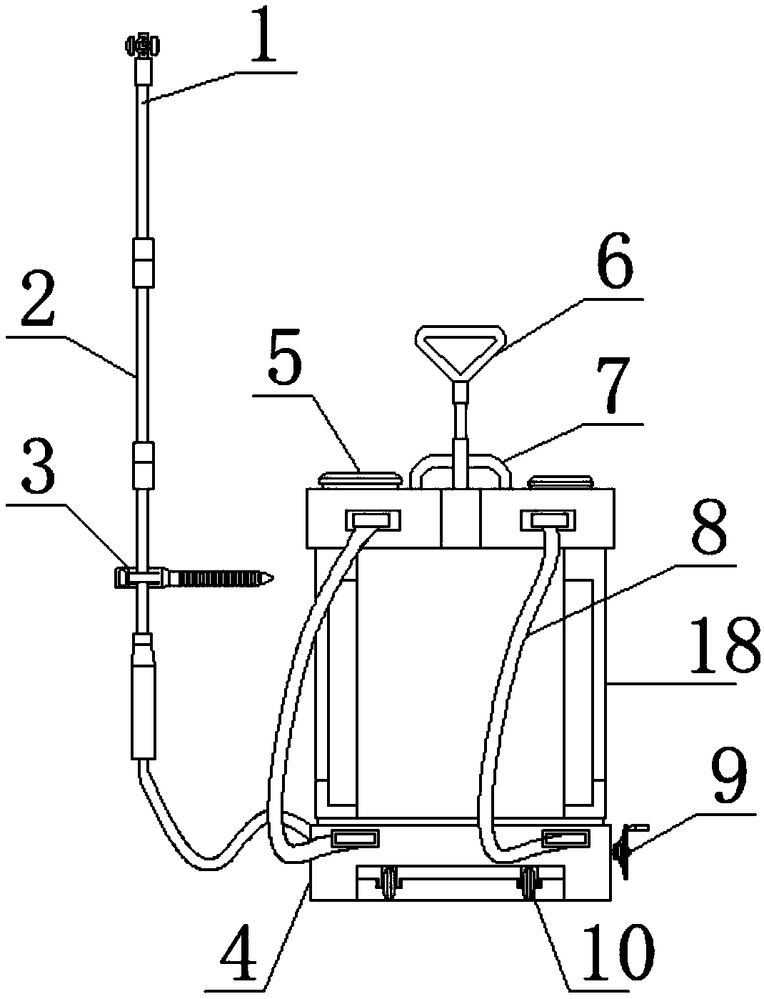 Pesticide liquid spraying device