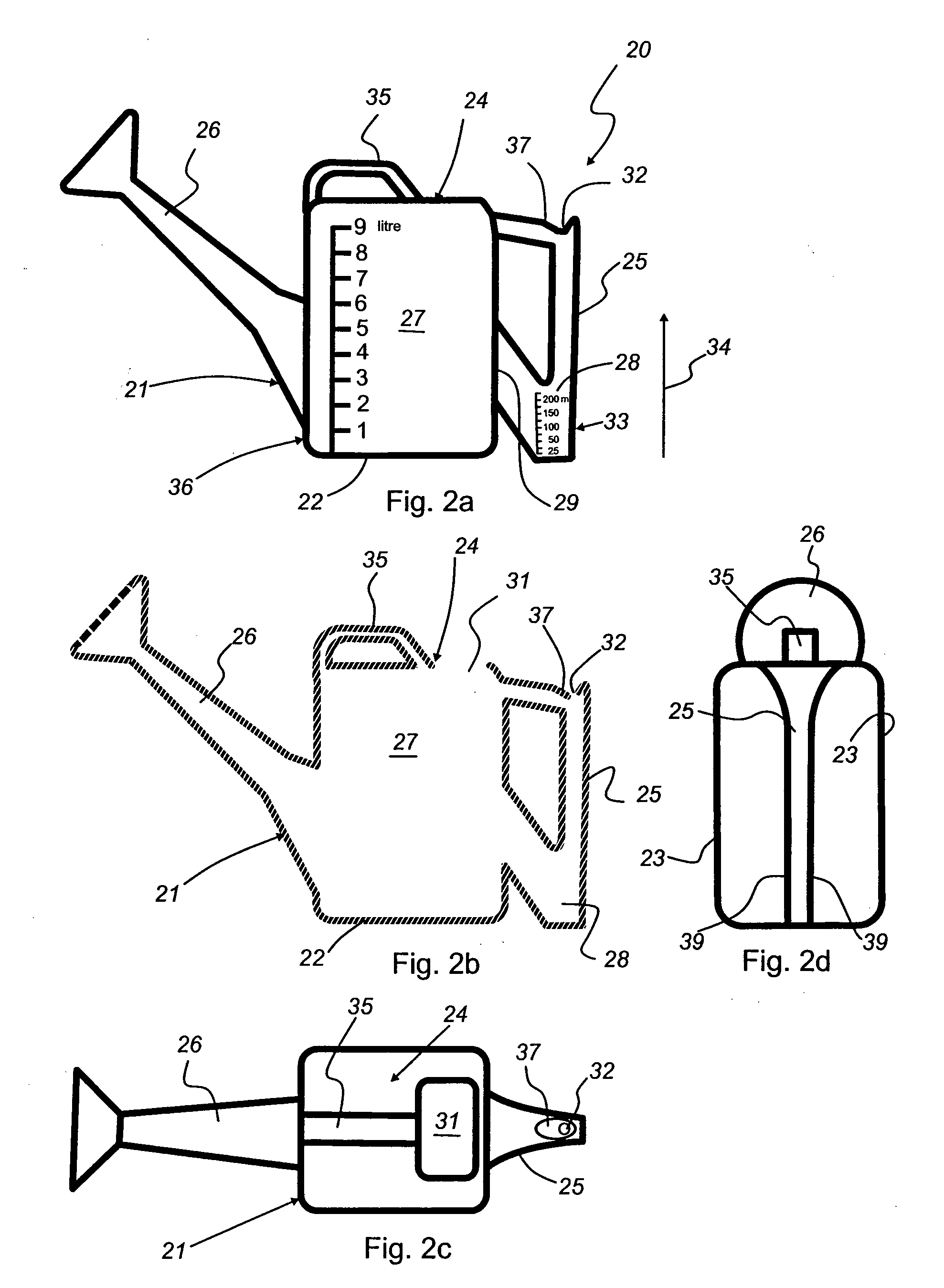 Container to receive liquids to aid in the volumetric measuring of the liquids