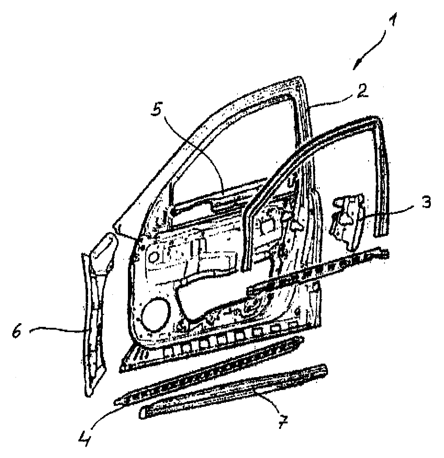 Door structure for a motor vehicle