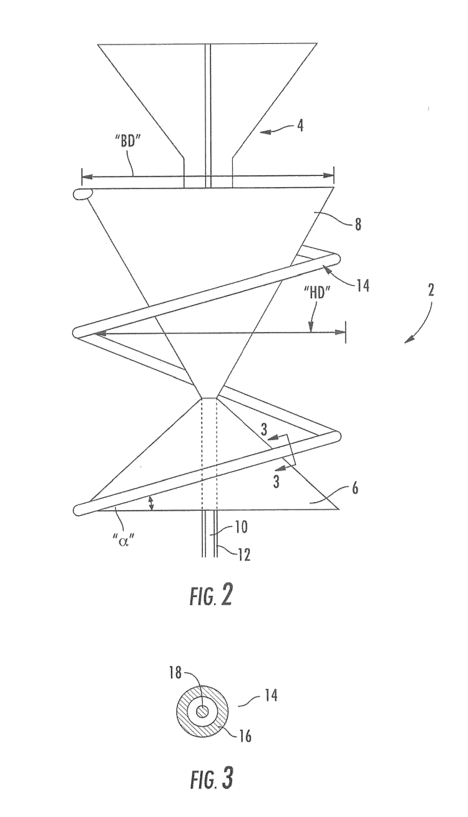 Wideband biconical antenna with helix feed for an above-mounted antenna