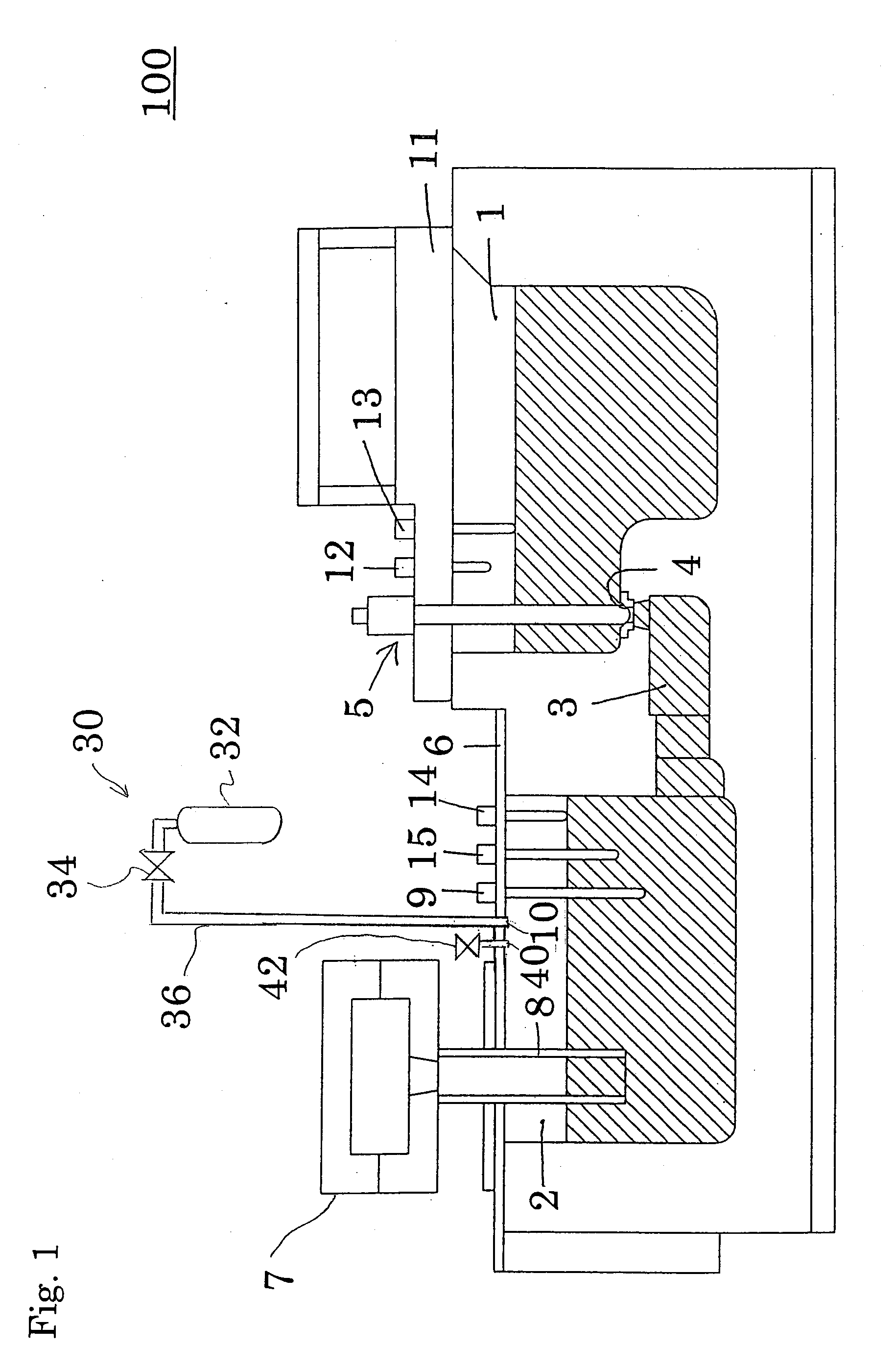 Device for low-pressure casting, a method for filling inert gas in the device, and method for producing a cast