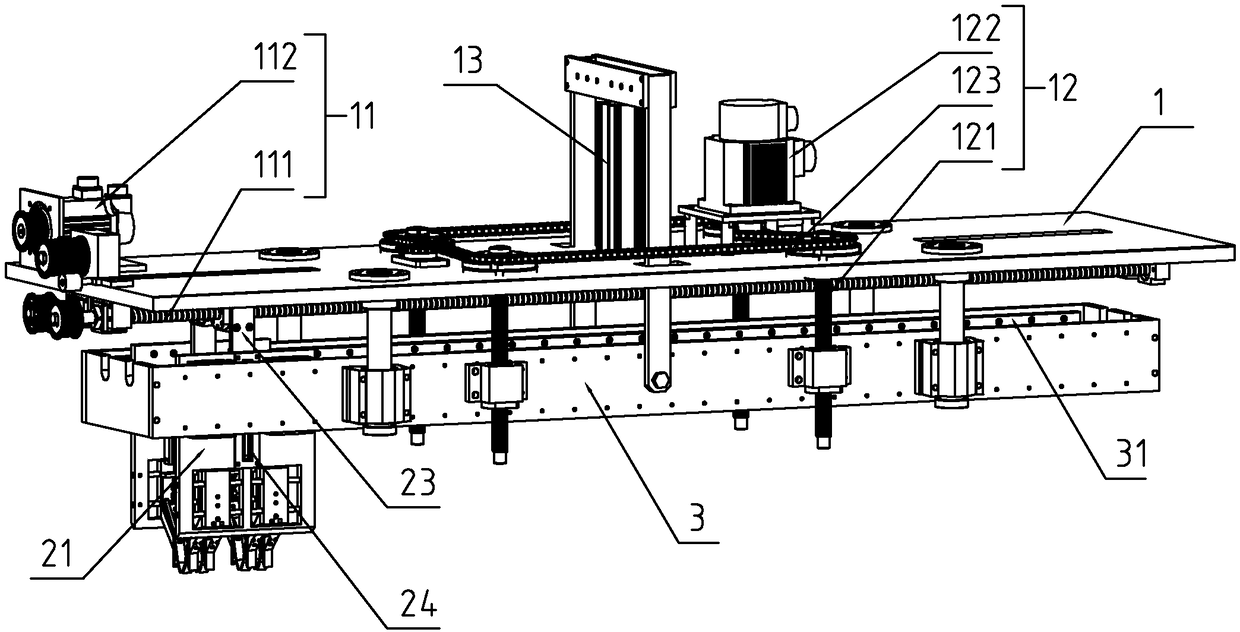 Bag moving device for hand bag rope penetrating machine