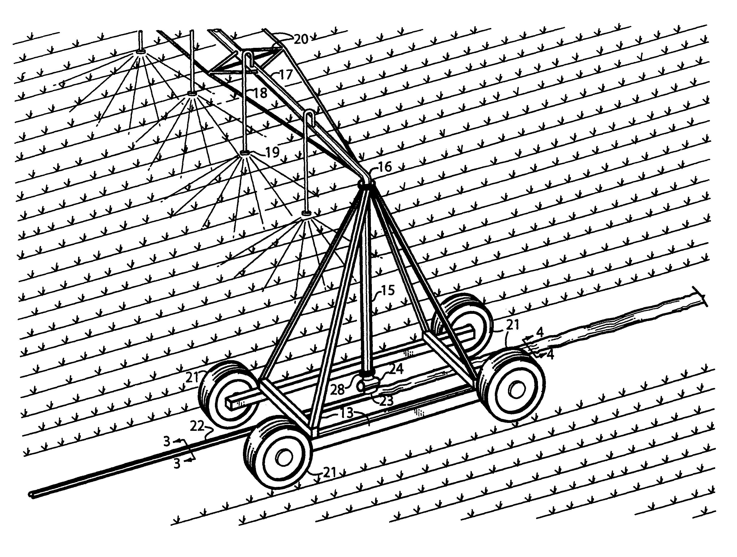 Water supply system for a linearly moving sprinkler irrigation system