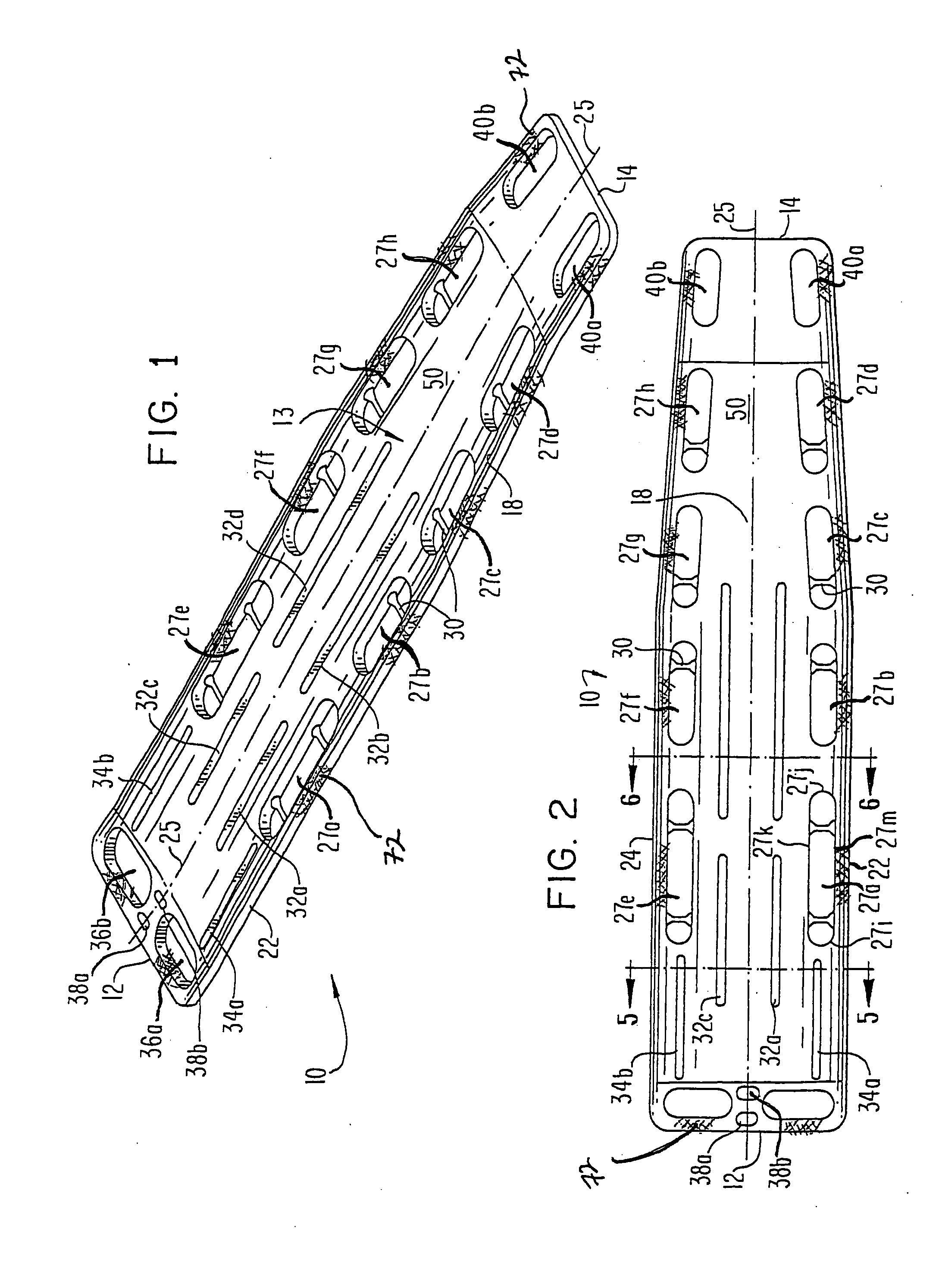 Thermoplastics spine board with ergonomic features