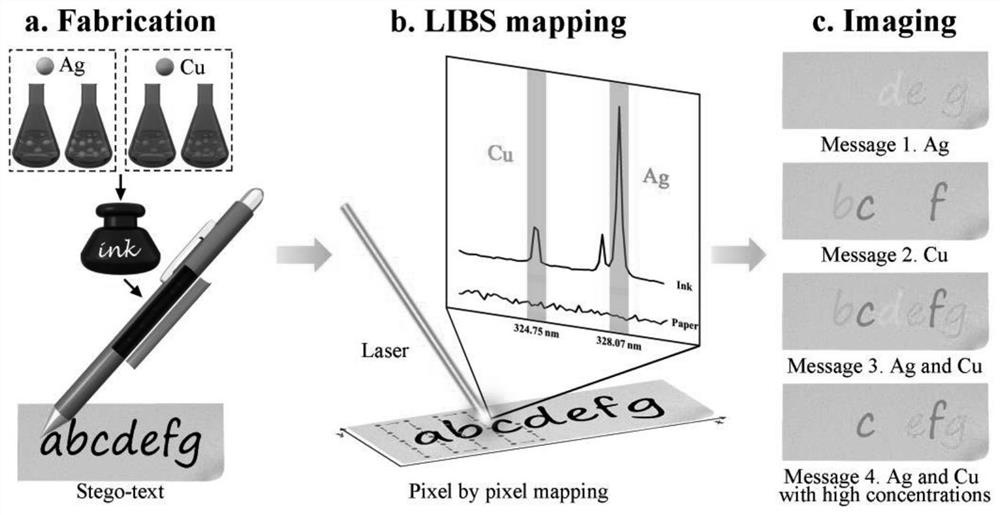 Steganography and decryption method based on LIBS technology