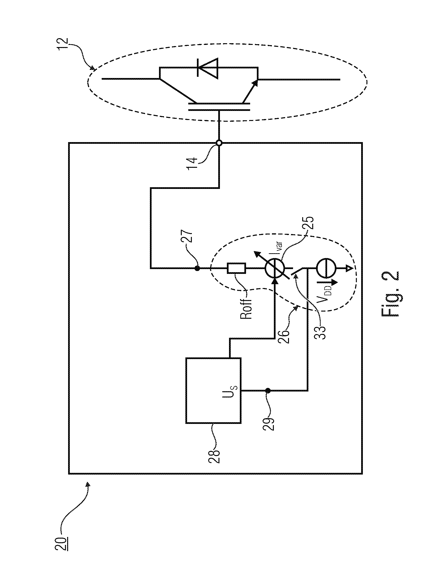 Device for switching a semiconductor-based switch and sensor for detecting a current change velocity at a semiconductor-based switch