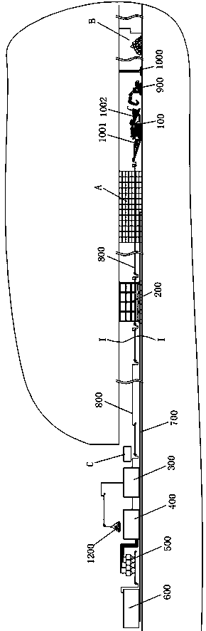 Tunnel slag tapping, sand and gravel processing and concrete processing and conveying integrated equipment and process