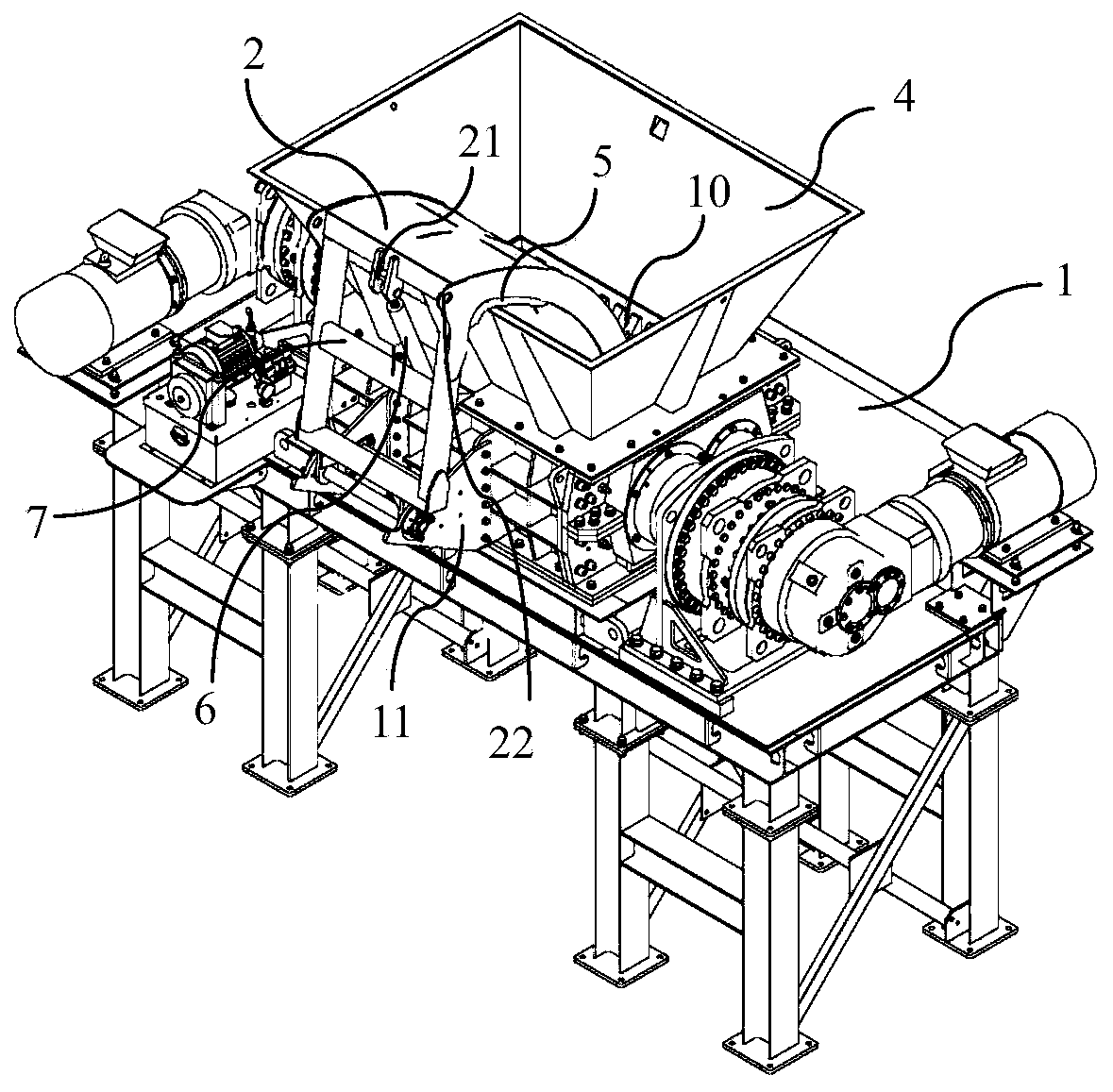 Double-shaft shredding machine for shredding cylinders