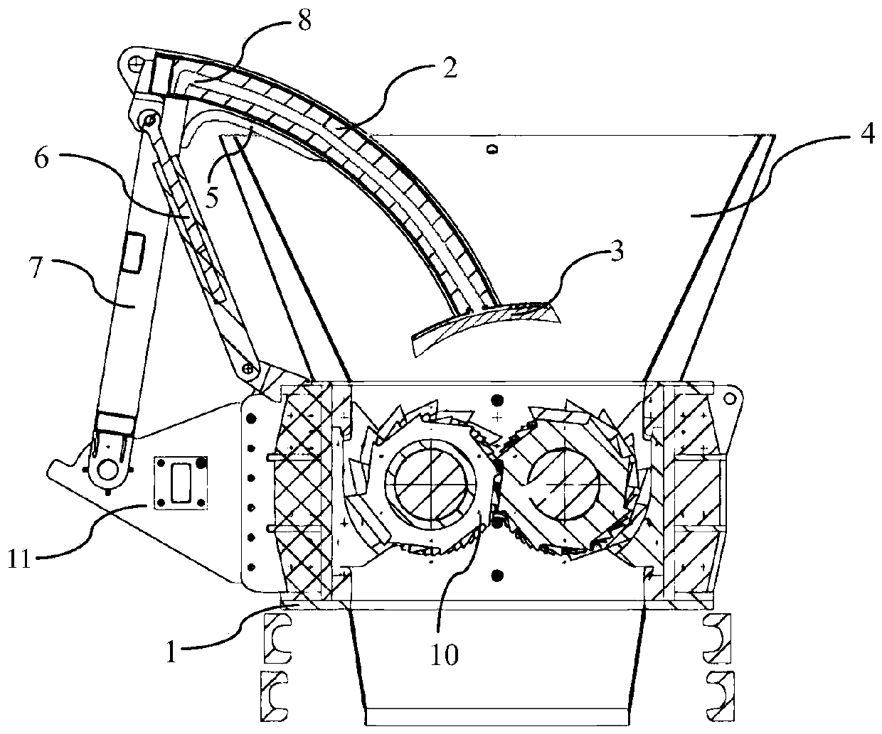 Double-shaft shredding machine for shredding cylinders