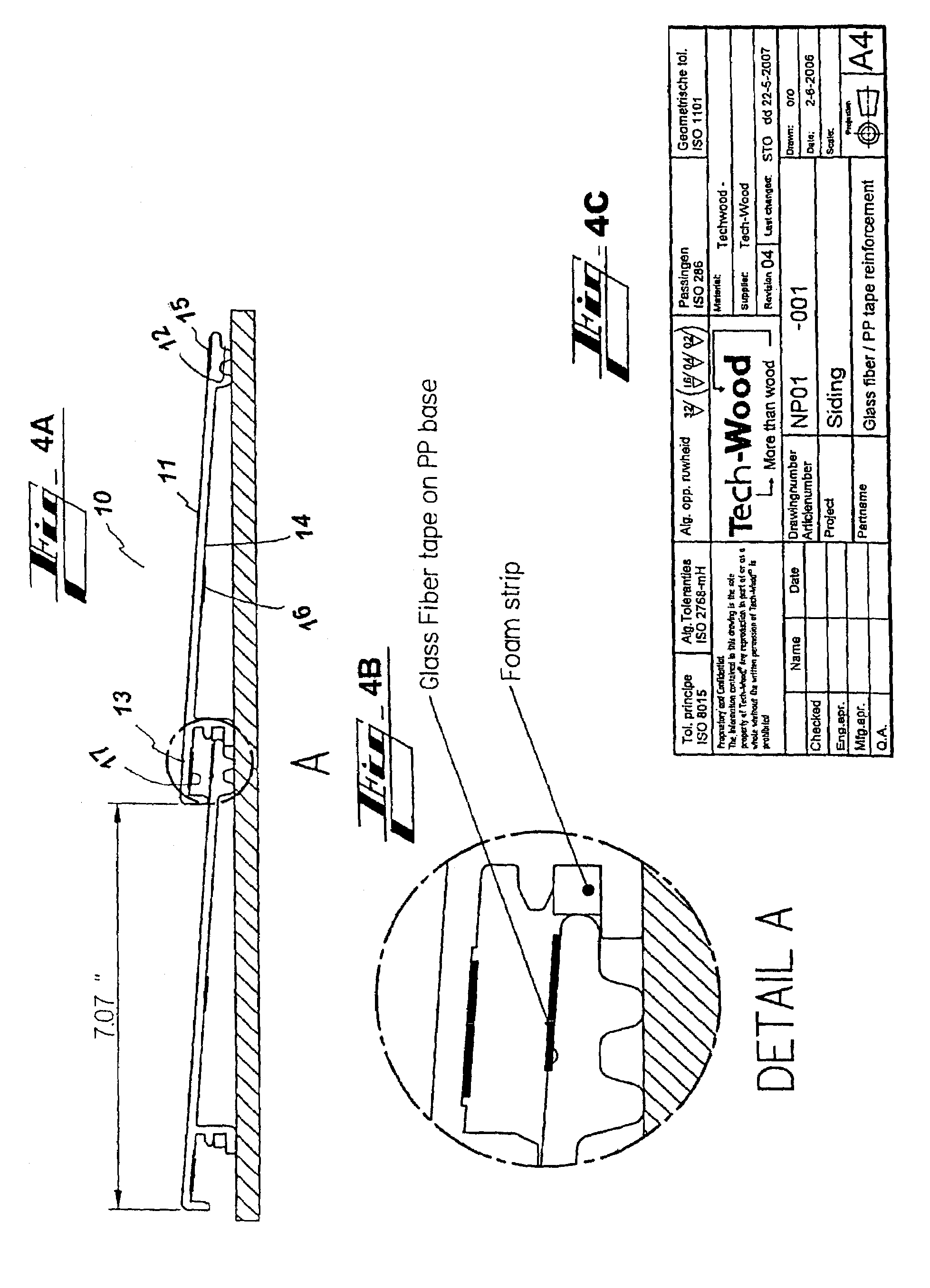 Reinforced profile containing elements to limit expansion