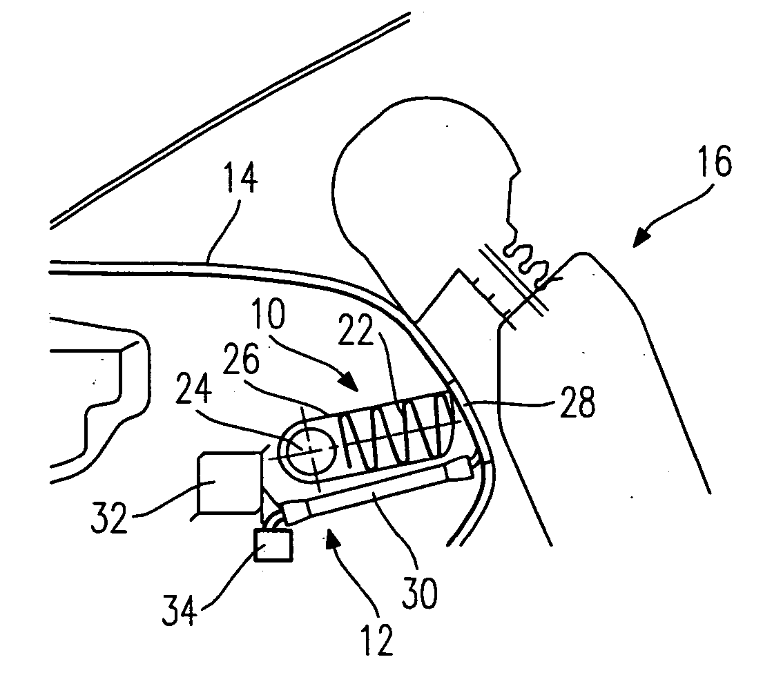 Actuating device for a safety means