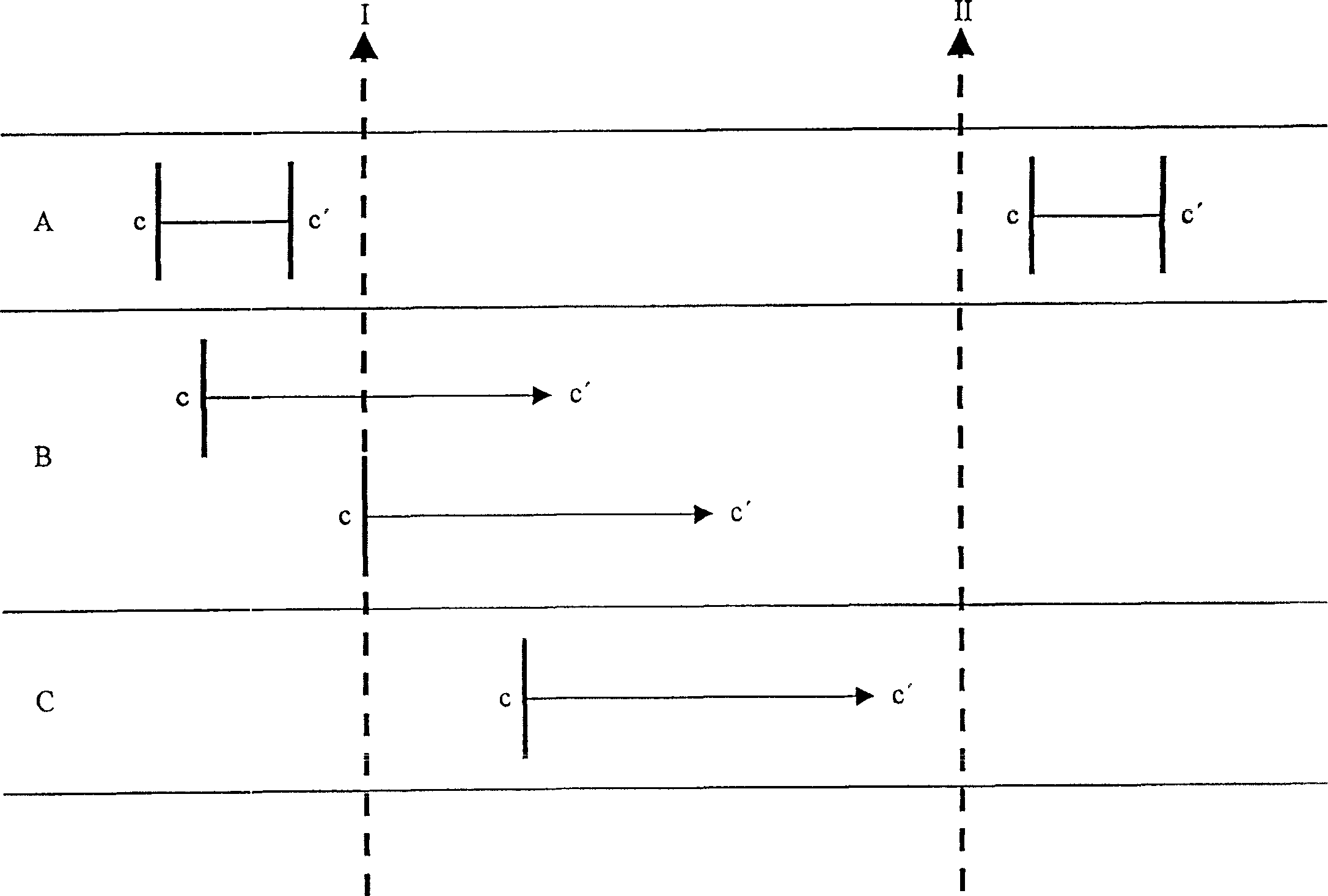 Method for determining conflicting paths between mobile airborne vehicles and associated system and computer software program product