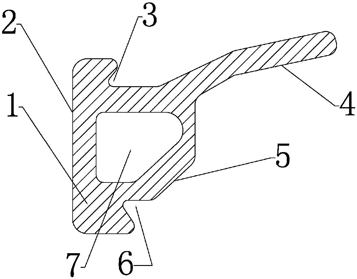 A lifting push-pull sealing rubber strip