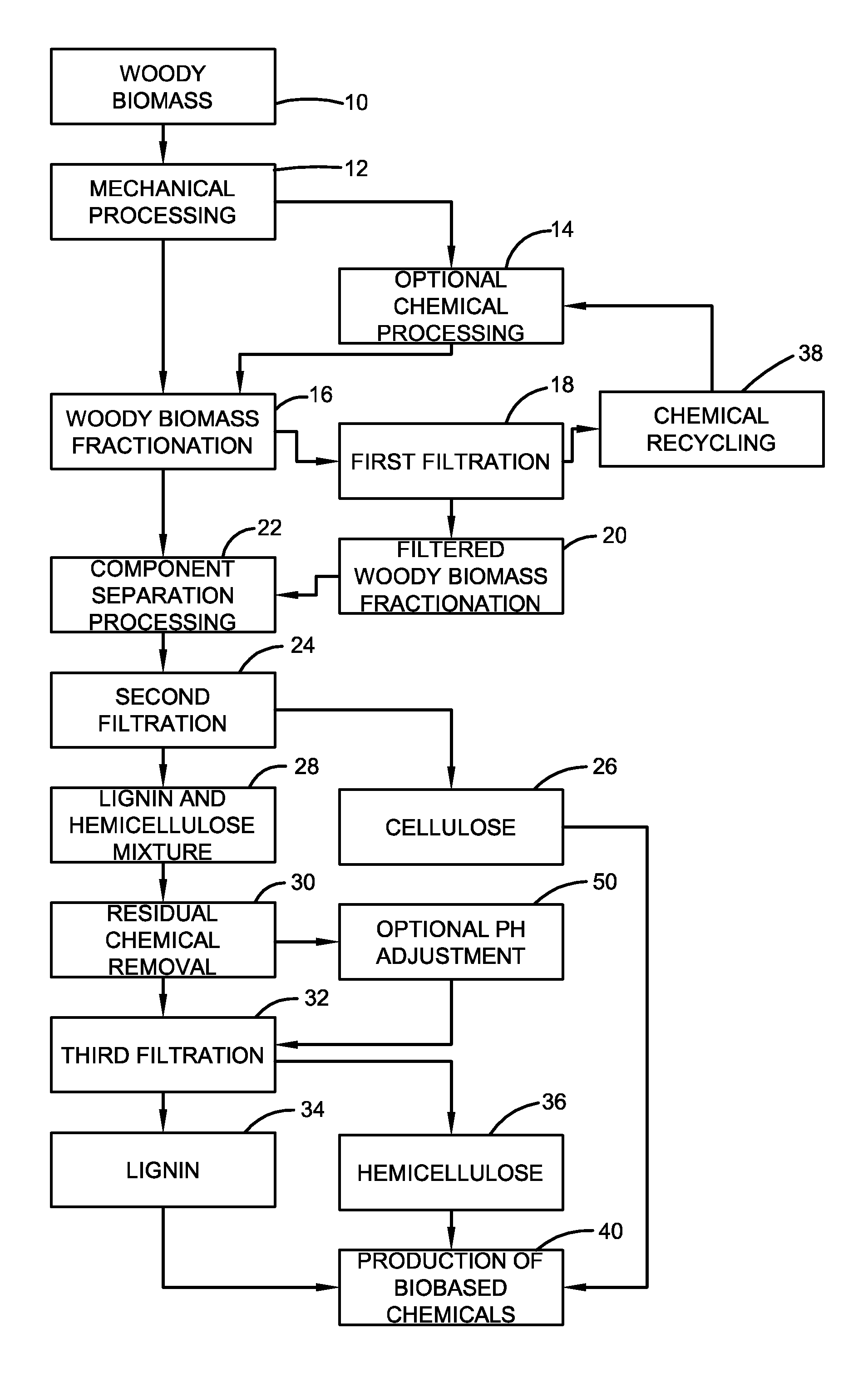 Method for producing biobased chemicals from woody biomass