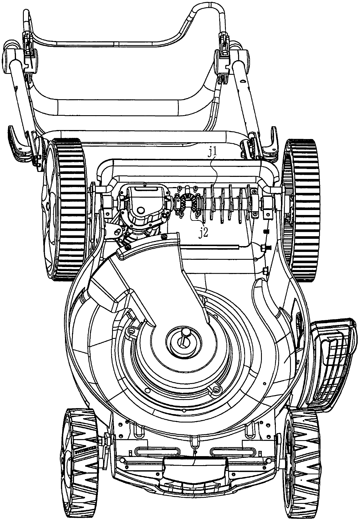 Mower with handrails capable of folding inwards simply and elastically