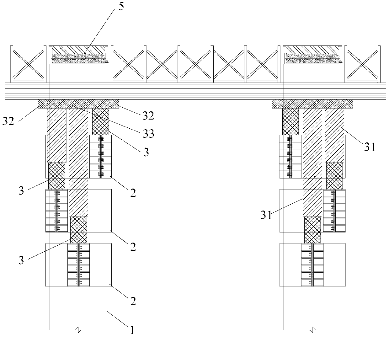 Box girder construction method through using multiple hold hoops and trusses for supporting Bailey truss based on large-span box girder