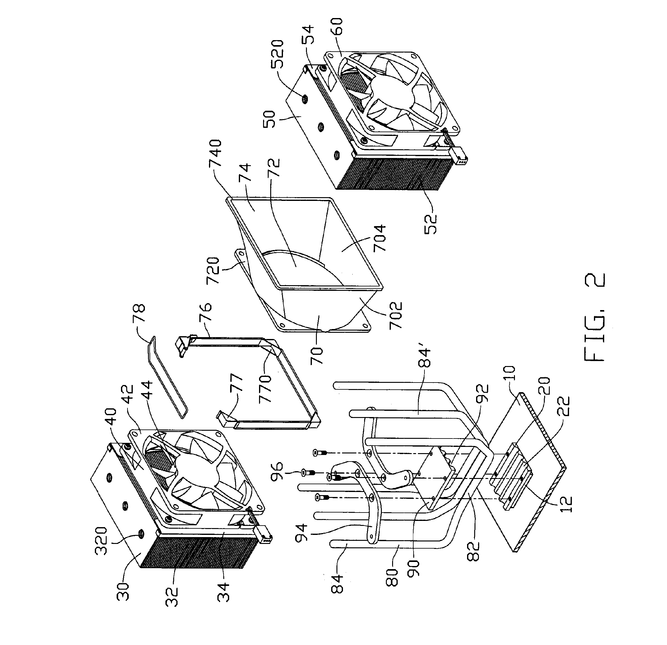 Electronic cooling system having a ventilating duct