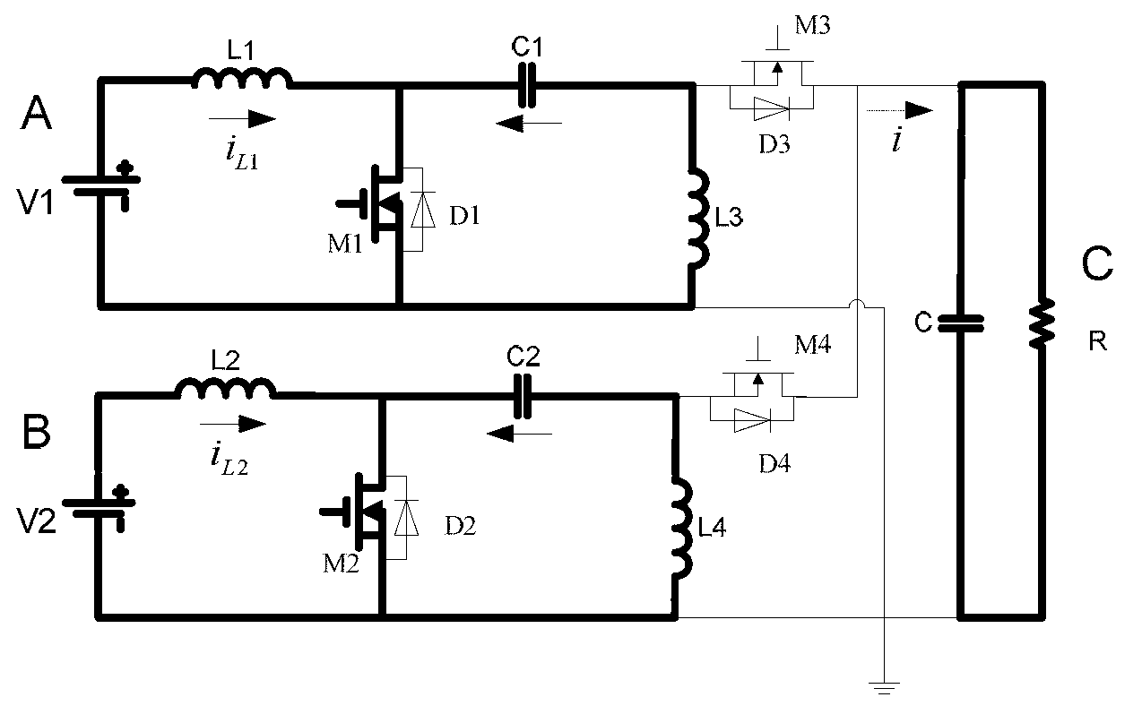 Bi-directional dual-input SEPIC direct-current converter and power distribution method thereof