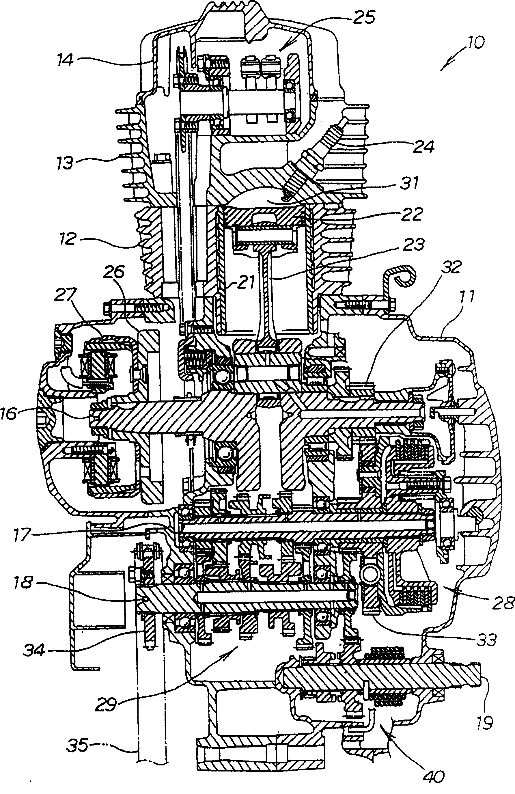 Integrated gear and pedal starting device for internal combustion engine