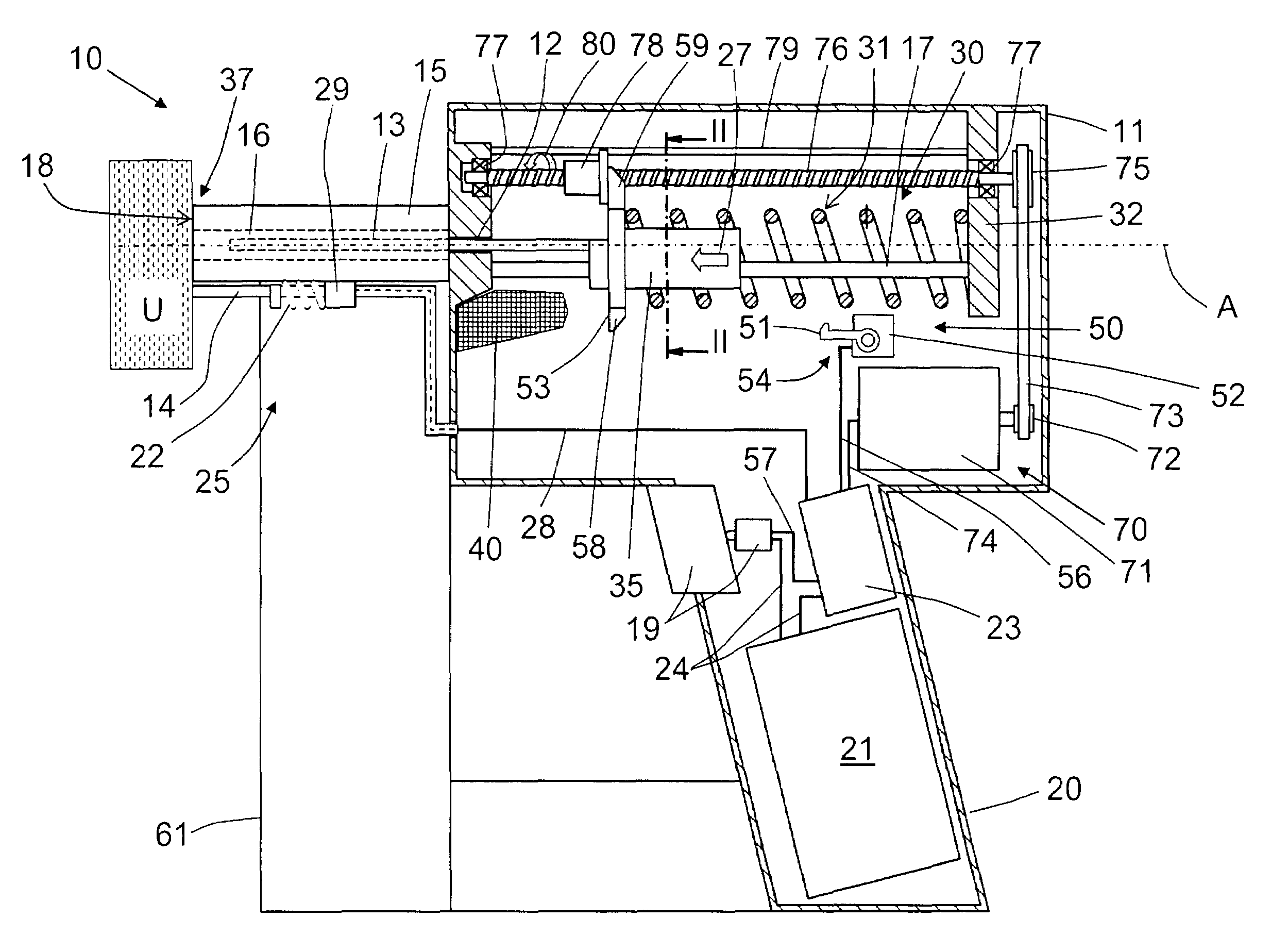 Hand-held drive-in tool