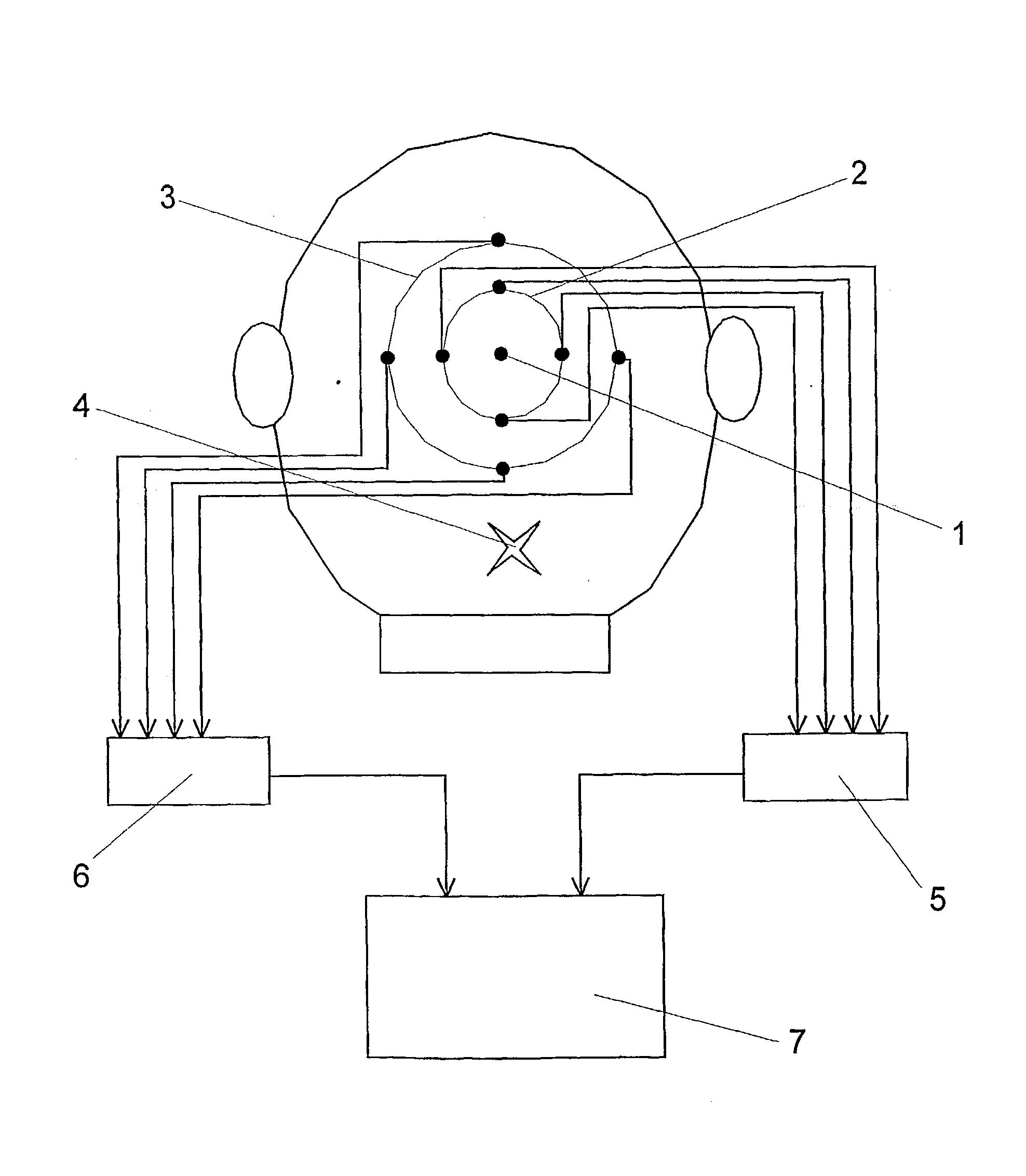 Device and method for carrying out spatially directed detection of an electroencephalogram