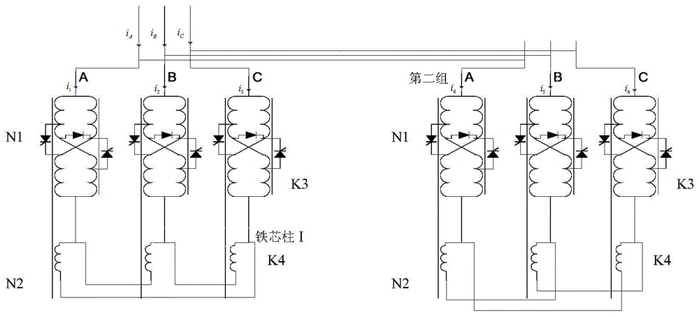 Harmonic suppression device based on epitaxy delta controllable reactor connection