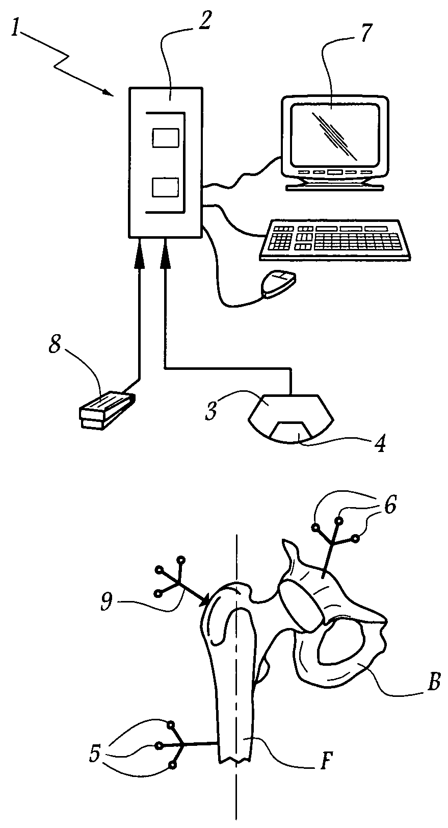 Surgical device for implanting a total hip prosthesis