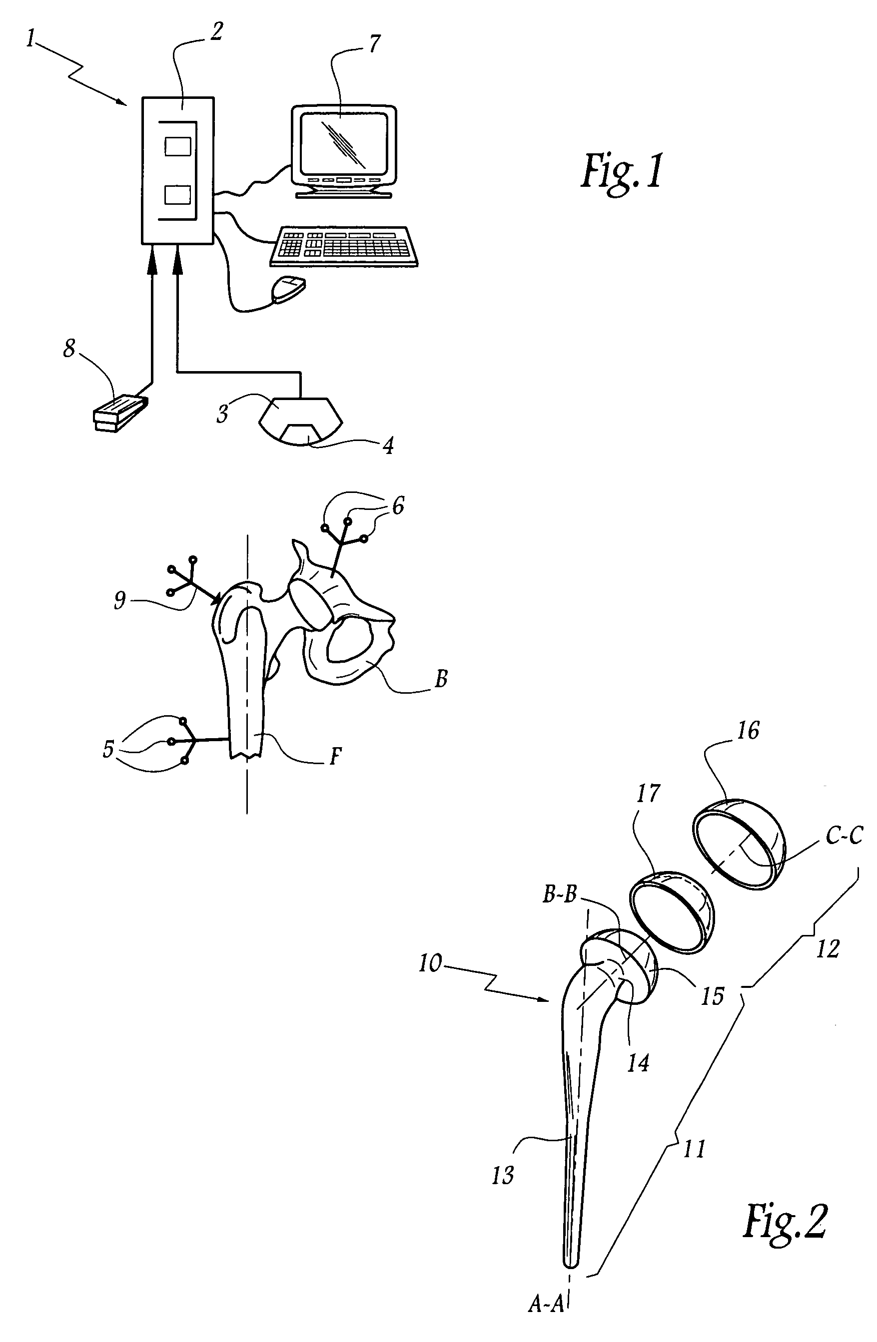 Surgical device for implanting a total hip prosthesis