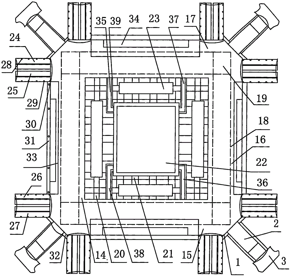 Assembled twelve-way pedestrian overpass and assembling method