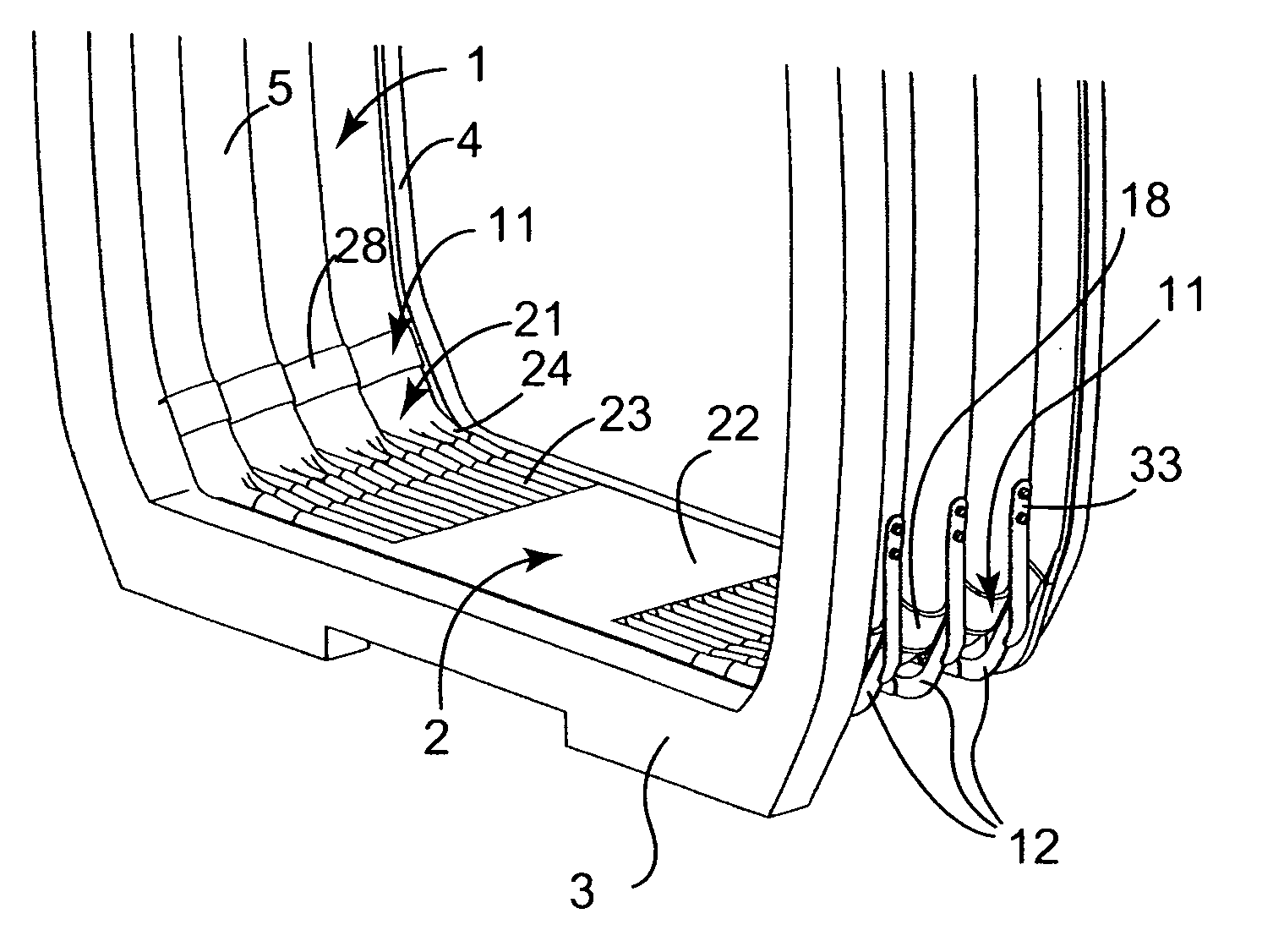 Flexible floor and a corridor connection including the floor