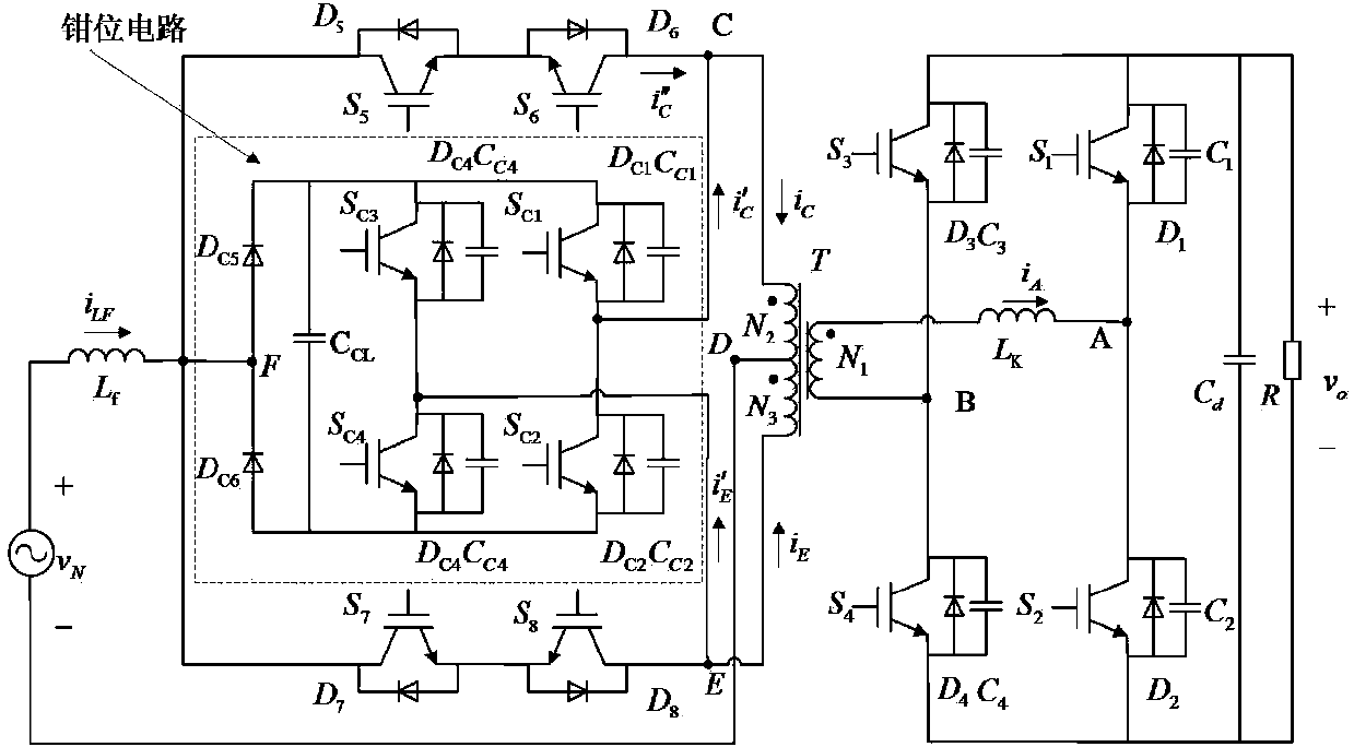 Method for controlling double-direction power flow high-frequency isolated active clamping rectifier