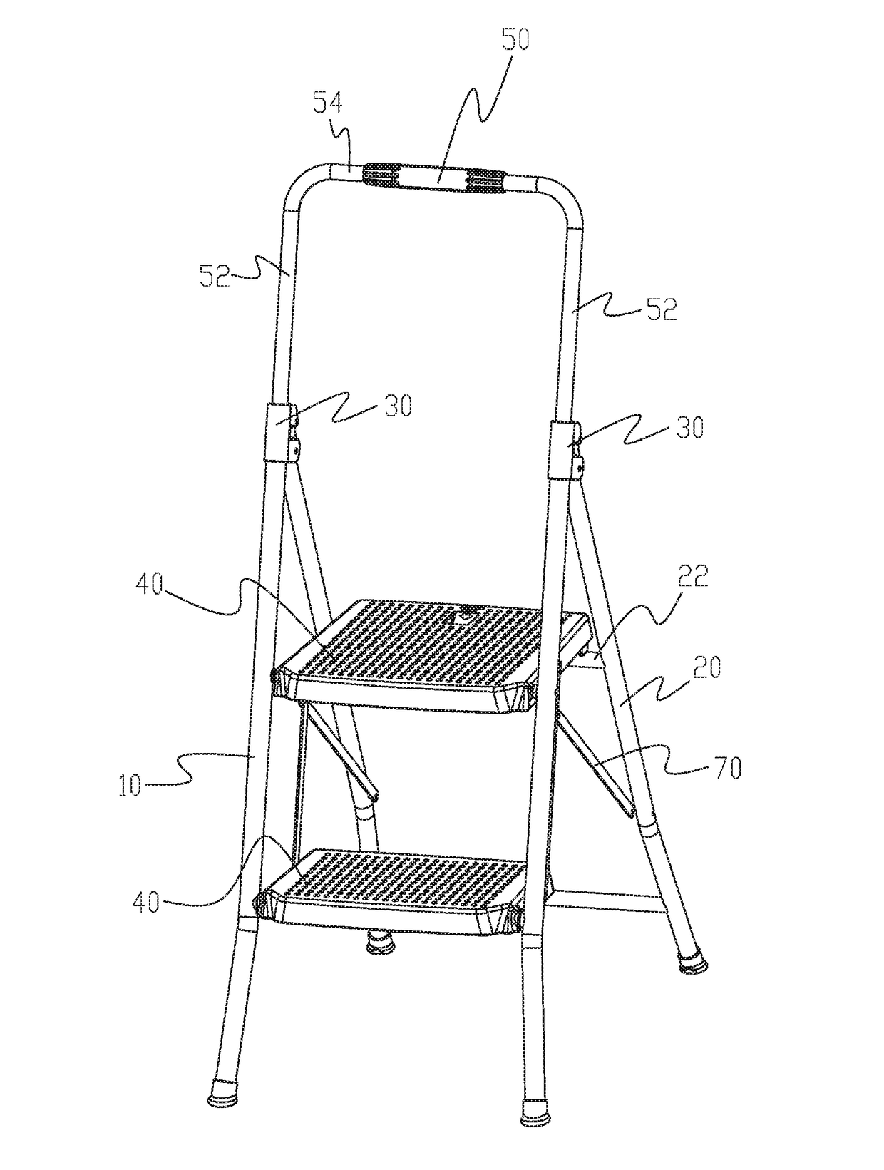 Folding ladder with armrest