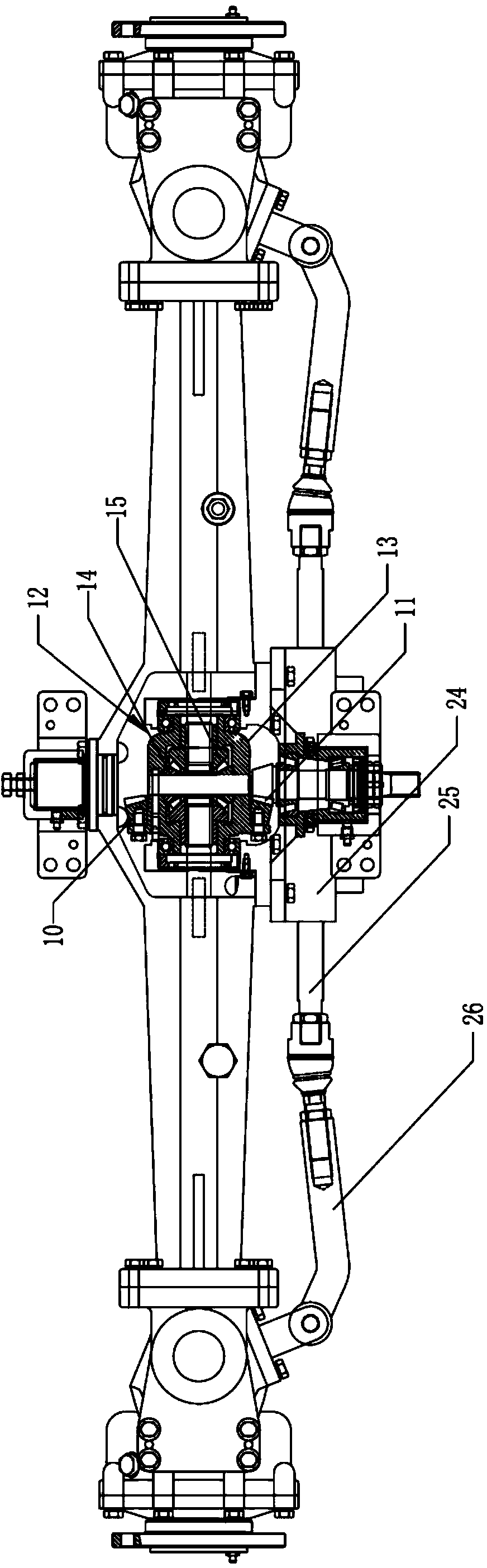 Hydraulic steering four-wheel drive axle of plant protection machine