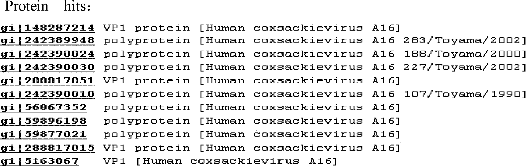 Coxsackievirus A16-type virus strain and use thereof