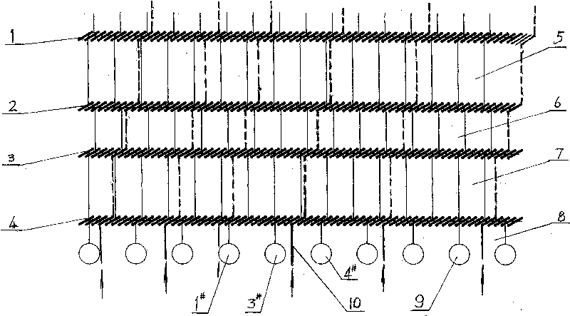 Cooling water pipe connected net for cooling walls of soft water blast furnace