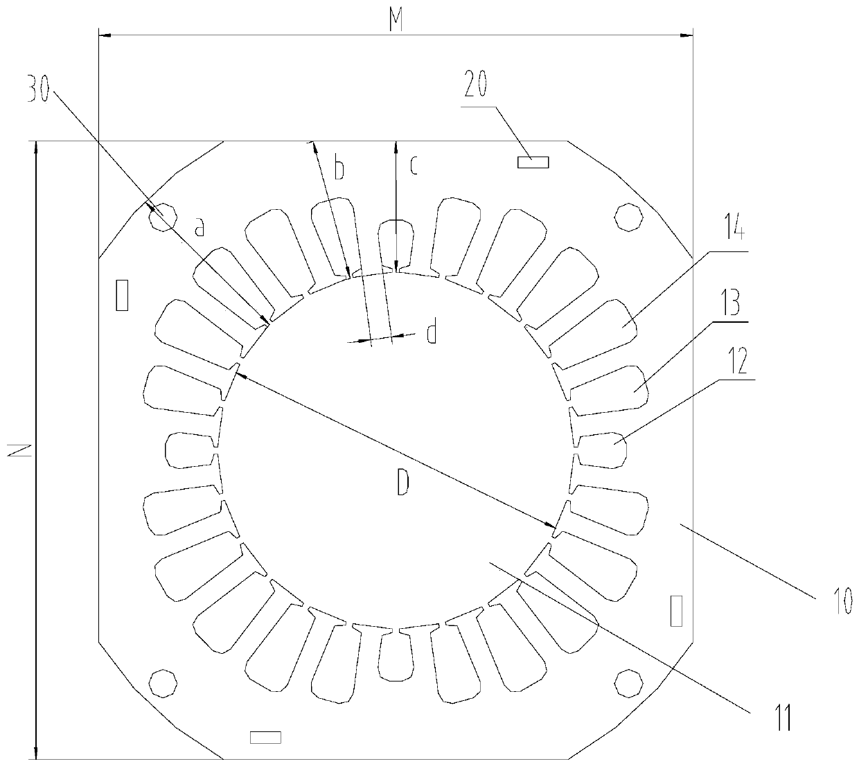 Stator punching, stator and motor